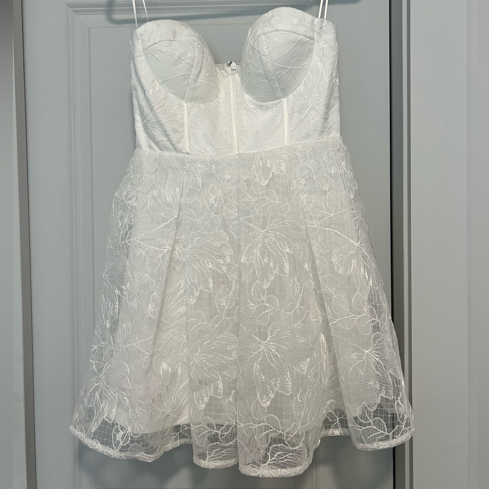 Lulus white strapless mini dress. Medium